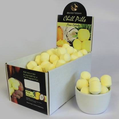 1.3Kg Box of Chill Pills (Mini Bath Bombs) - Pinacolada Box of Chill Pills 1.3Kg - Bath Indulgence
