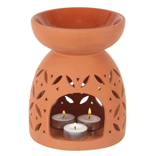 20cm Large Terracotta Oil Burner Oil Burners Mixed Designs - Bath Indulgence