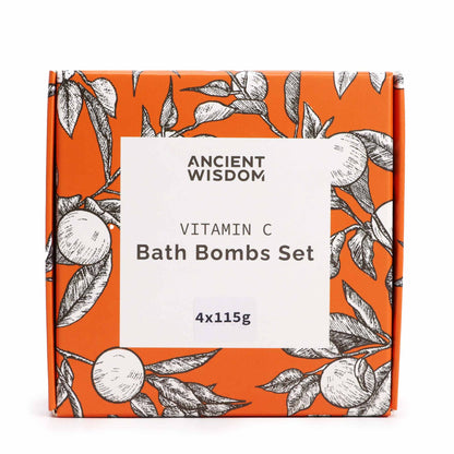 4 x 115g Premium Vitamin C Bath Bombs – Aromatherapy Quartet UK Handmade - Bath Indulgence