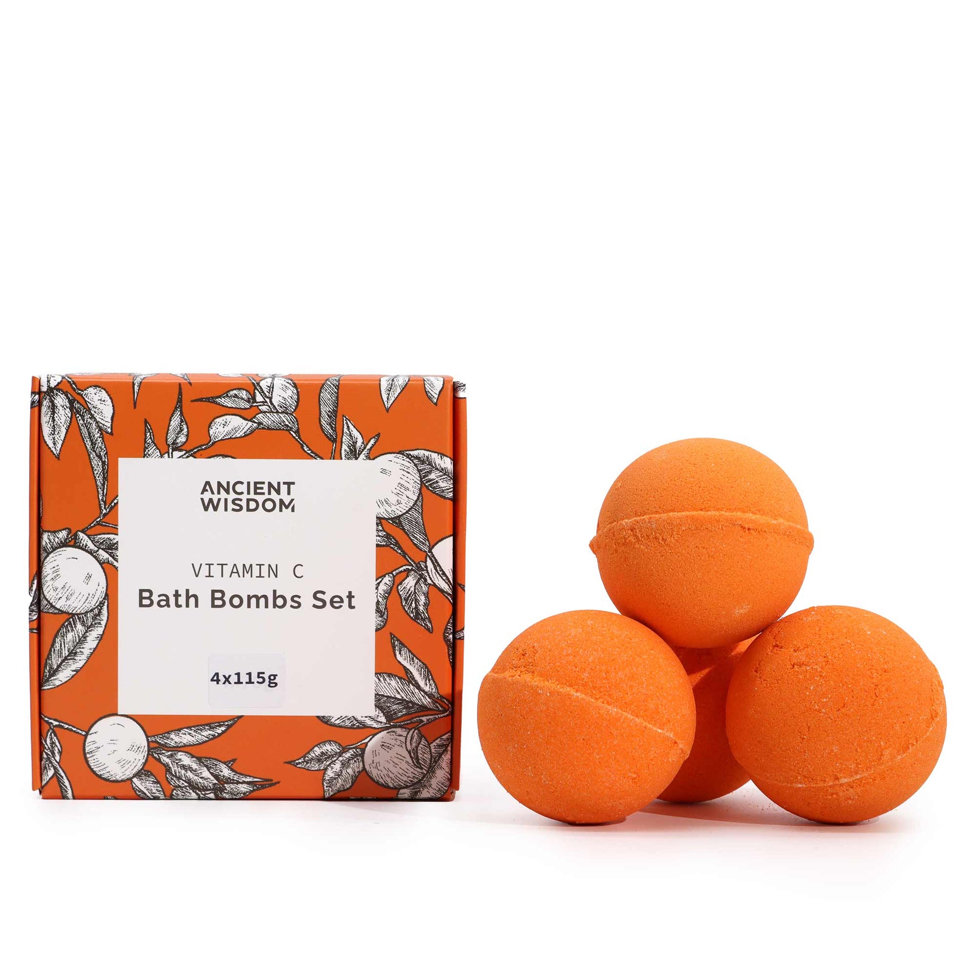 4 x 115g Premium Vitamin C Bath Bombs – Aromatherapy Quartet UK Handmade - Bath Indulgence