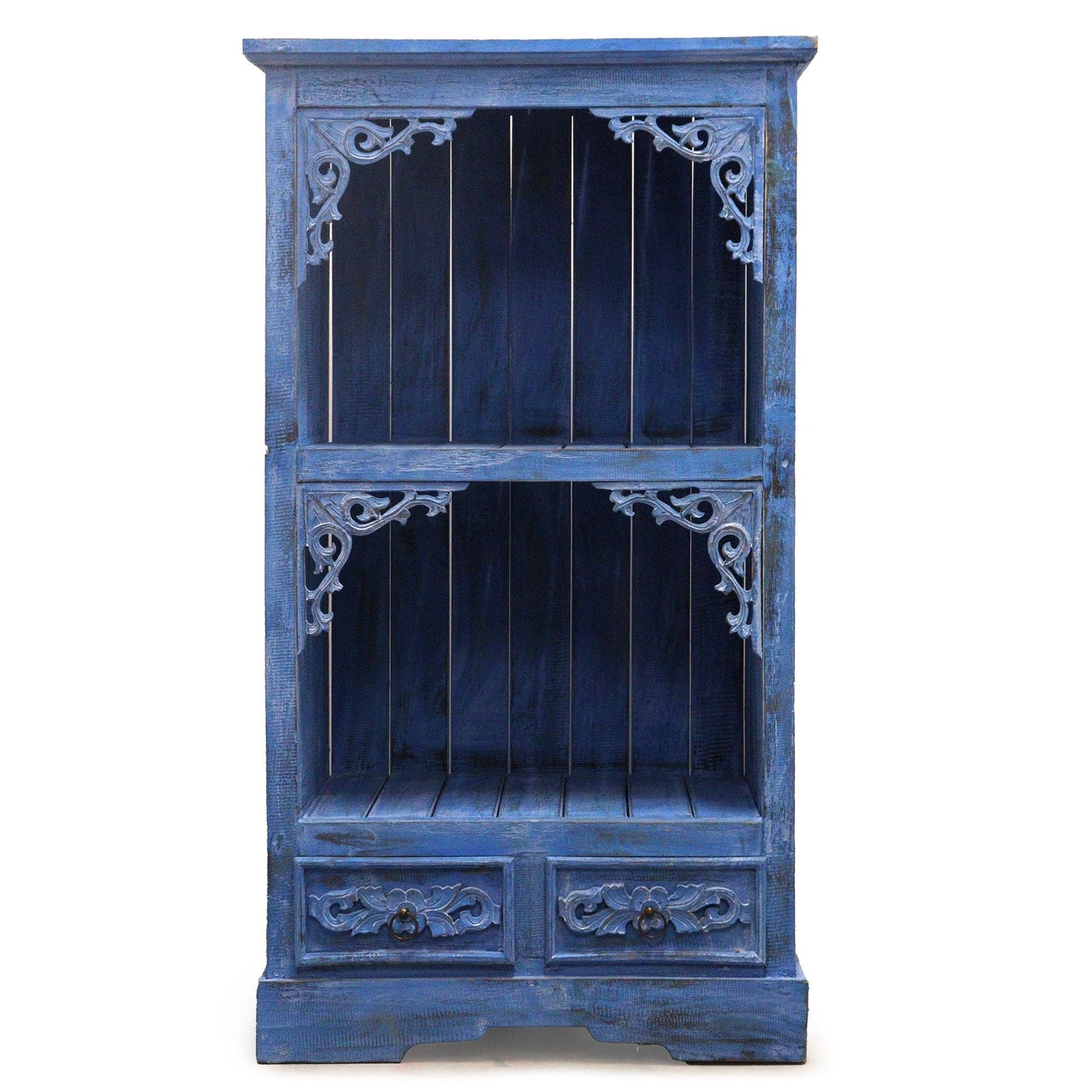 Albasia Bathroom Cabinet with Drawer - Bluewash Finish - 120cm Tall Albasia Bathroom Cabinets - Bath Indulgence