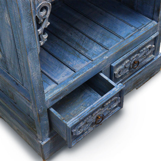 Albasia Bathroom Cabinet with Drawer - Bluewash Finish - 120cm Tall Albasia Bathroom Cabinets - Bath Indulgence