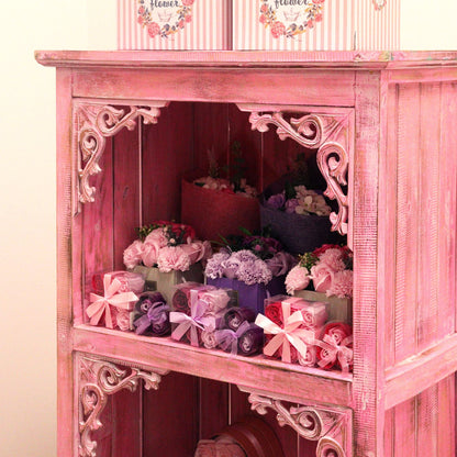 Albasia Bathroom Cabinet with Drawer - Pinkwash Finish - 120cm Tall Albasia Bathroom Cabinets - Bath Indulgence