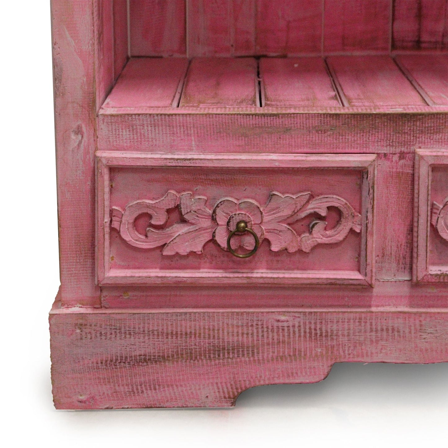 Albasia Bathroom Cabinet with Drawer - Pinkwash Finish - 120cm Tall Albasia Bathroom Cabinets - Bath Indulgence