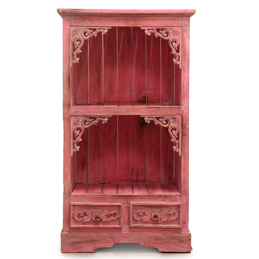 Albasia Bathroom Cabinet with Drawer - Pinkwash Finish - 120cm Tall Albasia Bathroom Cabinets - Bath Indulgence