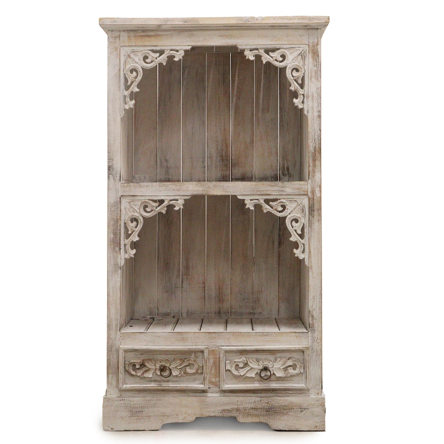 Albasia Bathroom Cabinet with Drawer - Whitewash Finish - 120cm Tall Albasia Bathroom Cabinets - Bath Indulgence