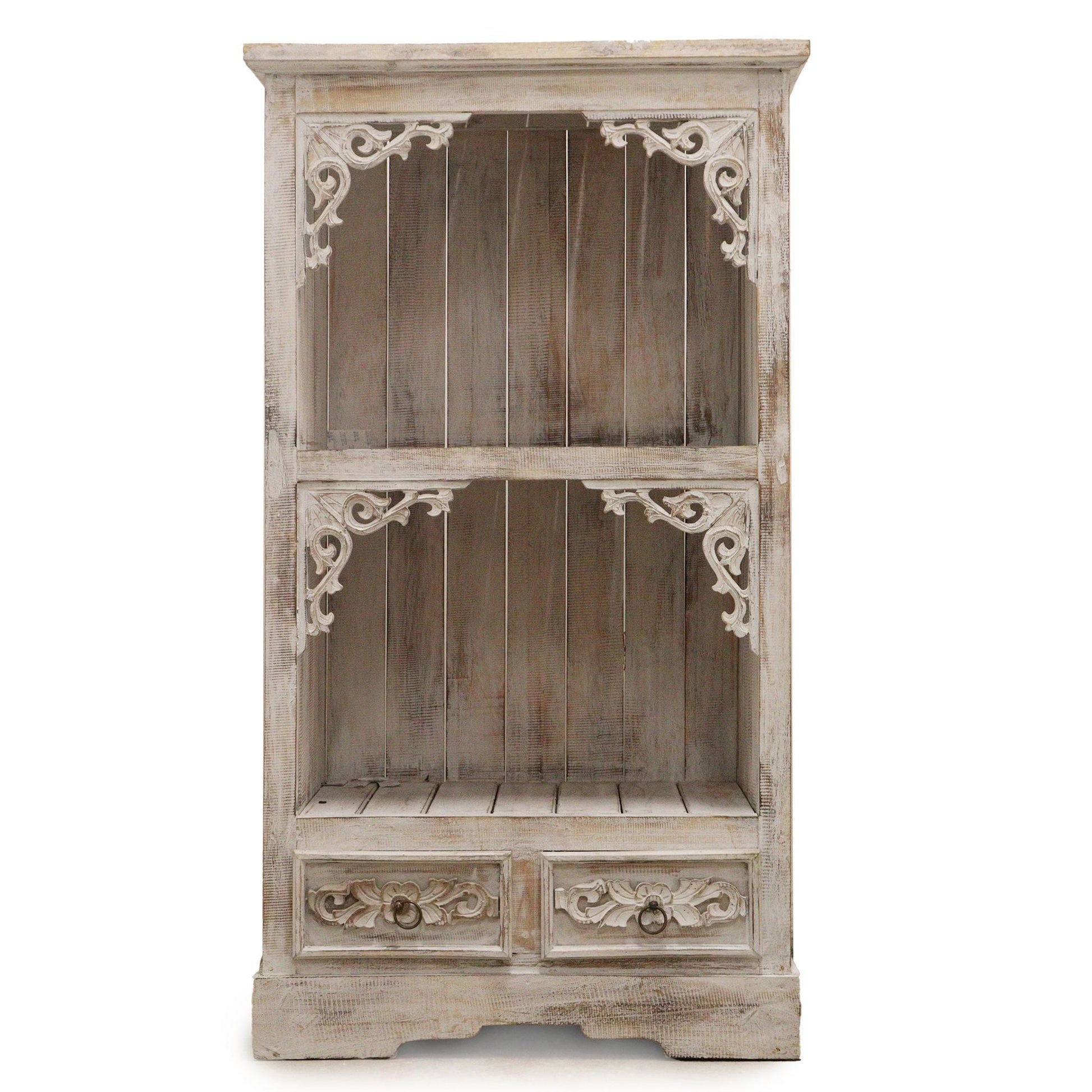 Albasia Bathroom Cabinet with Drawer - Whitewash Finish - 120cm Tall Albasia Bathroom Cabinets - Bath Indulgence