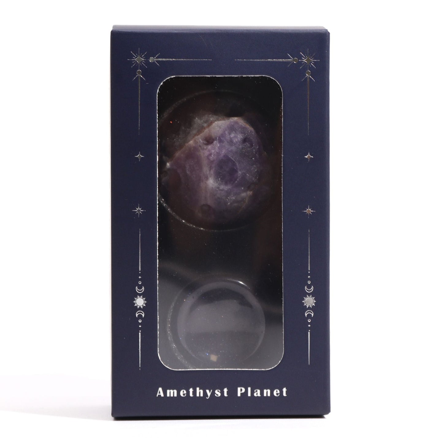 Ametyst Planet on a Sola Goldstone Stand (JUPITER) Gemstone Planets on a Goldstone Stand - Bath Indulgence