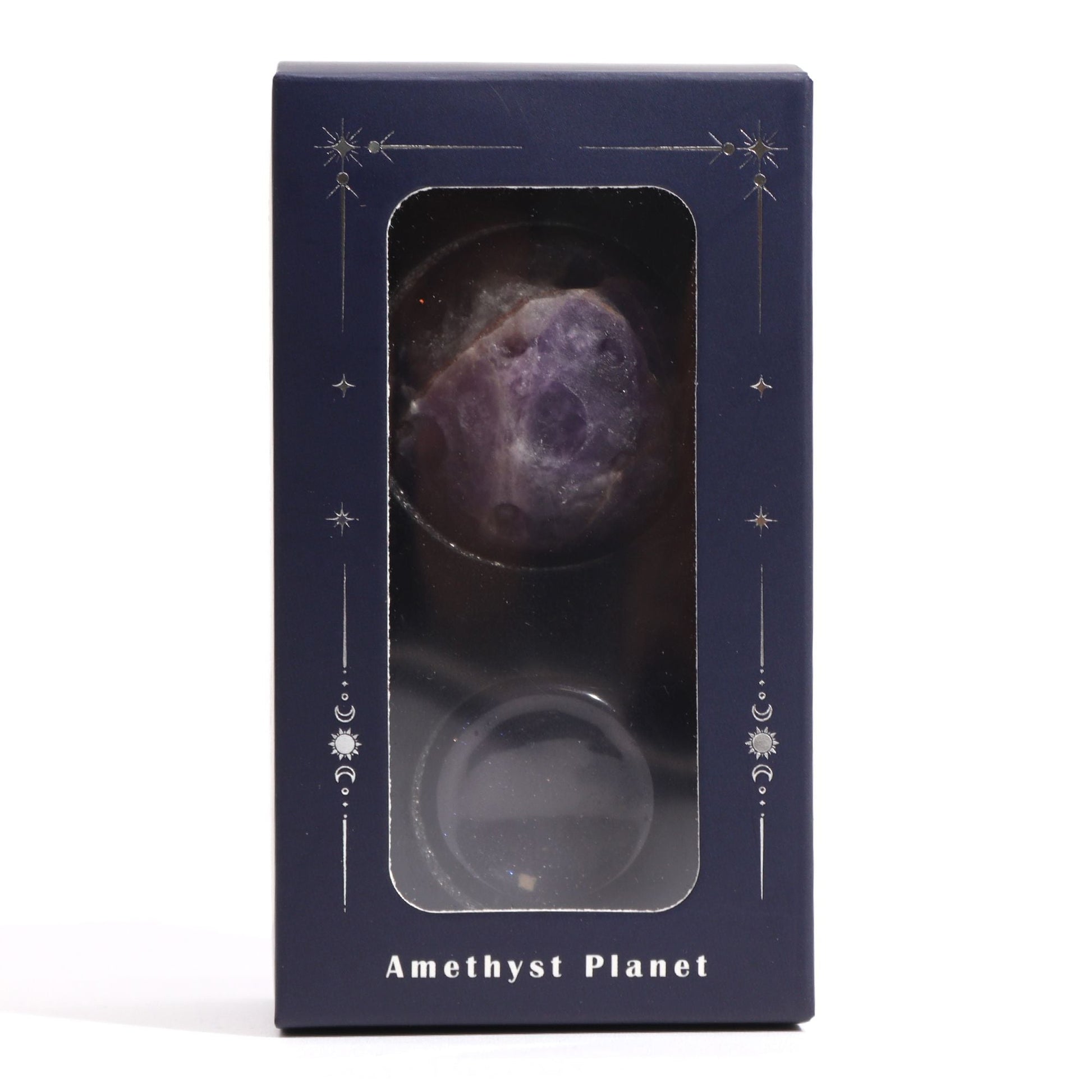 Ametyst Planet on a Sola Goldstone Stand (JUPITER) Gemstone Planets on a Goldstone Stand - Bath Indulgence