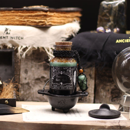 Ancient Witch Bath Spell Potion & Aventurine Crystal Amulet - Prosperity Ancient Witch Bath Spell Potions - Bath Indulgence