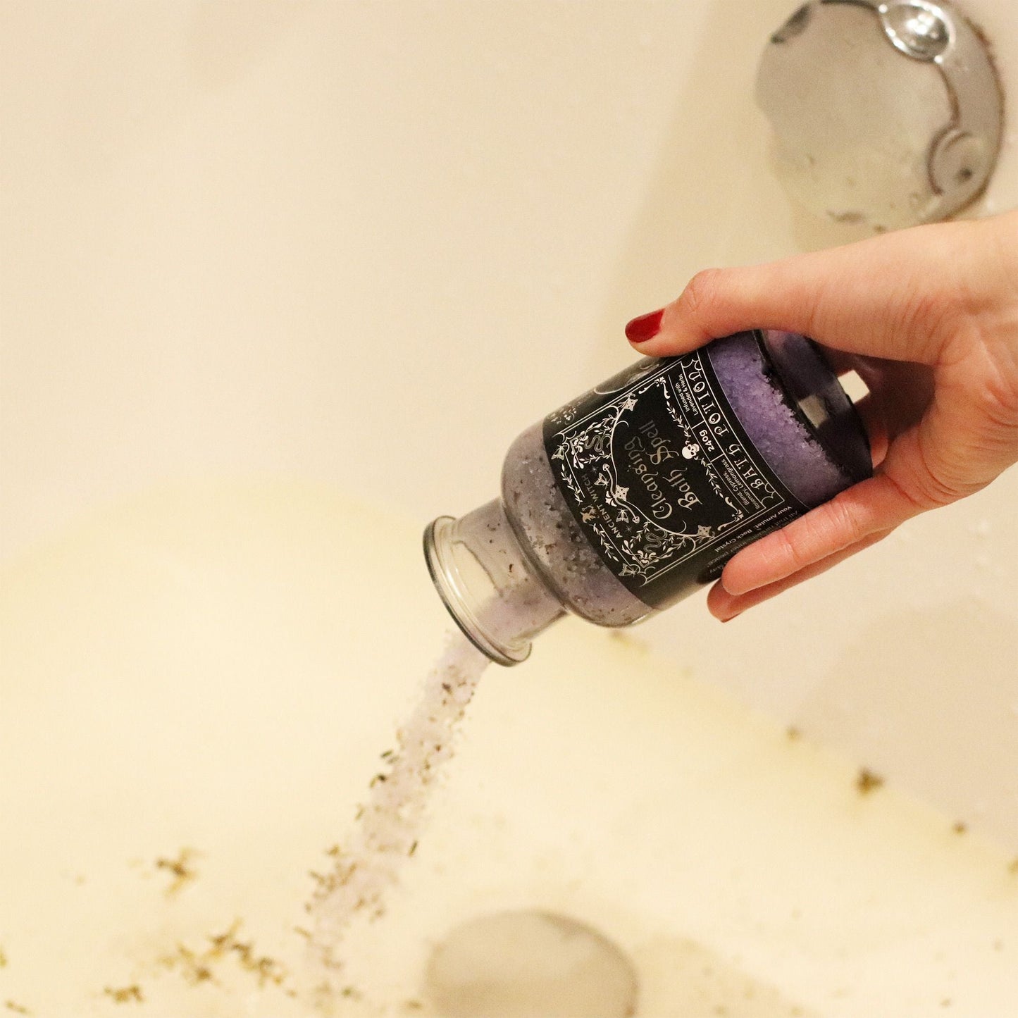 Ancient Witch Bath Spell Potion & Rock Crystal Amulet - Cleansing Ancient Witch Bath Spell Potions - Bath Indulgence