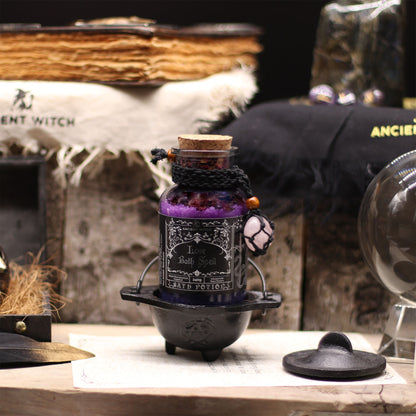 Ancient Witch Bath Spell Potion & Rose Quartz Crystal Amulet - Love Ancient Witch Bath Spell Potions - Bath Indulgence