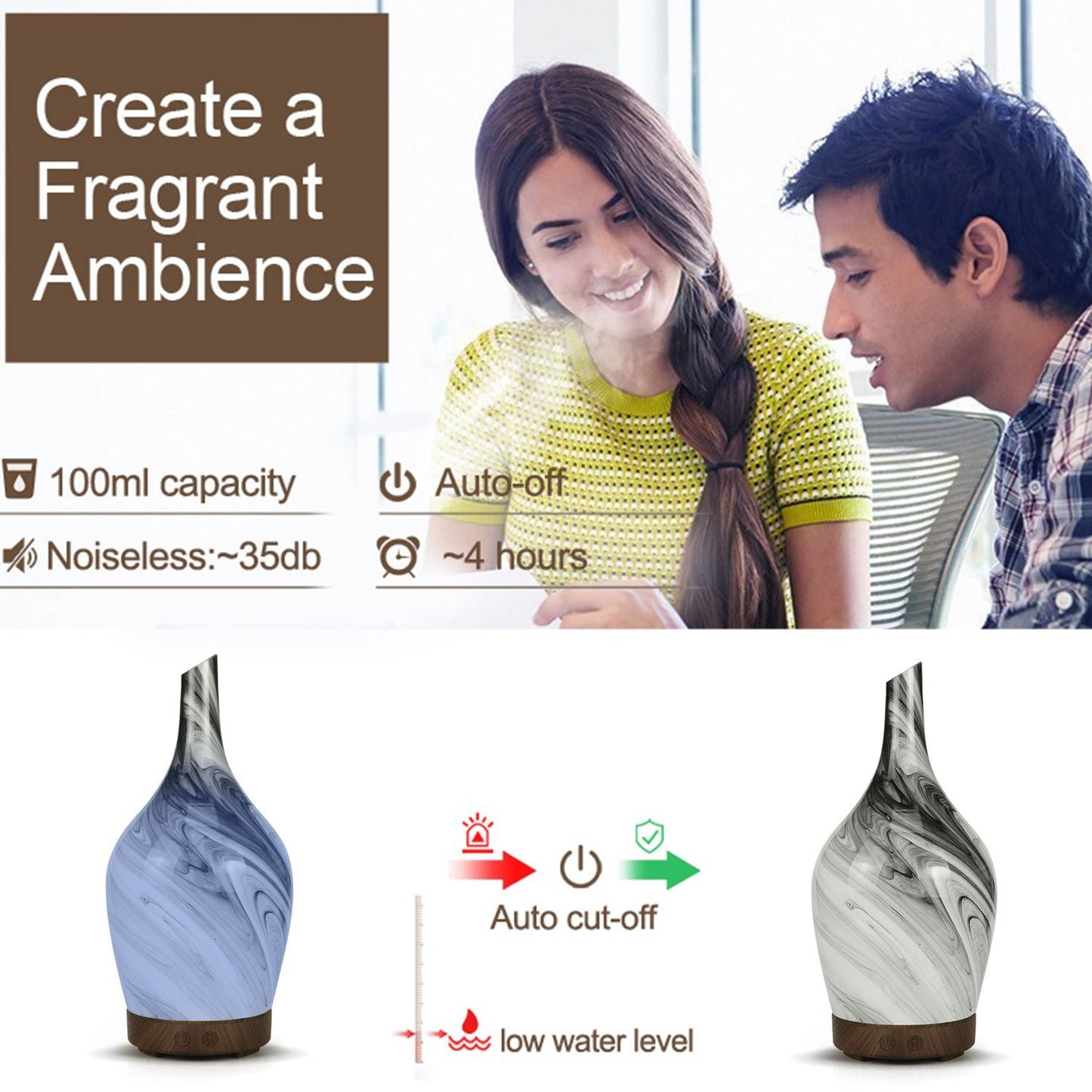 Aroma Atomiser - Glass Abstract Grey USB Aroma Diffusers - Bath Indulgence