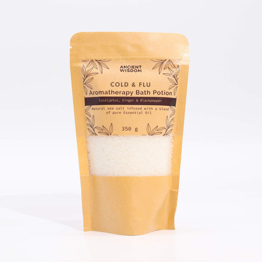 Aromatherapy Bath Potion in Kraft Bag 350g - Colds & Flu Aromatherapy Bath Potion 350g - Bath Indulgence