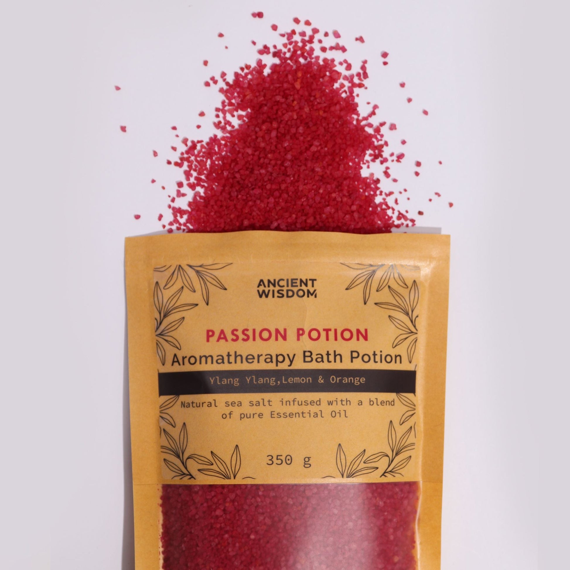 Aromatherapy Bath Potion in Kraft Bag 350g - Passion Aromatherapy Bath Potion 350g - Bath Indulgence