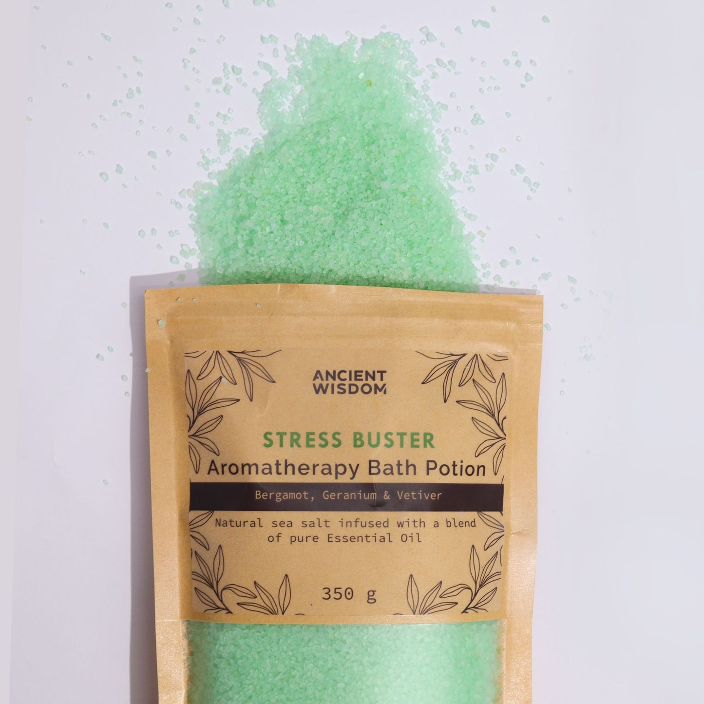 Aromatherapy Bath Potion in Kraft Bag 350g - Stress Buster Aromatherapy Bath Potion 350g - Bath Indulgence
