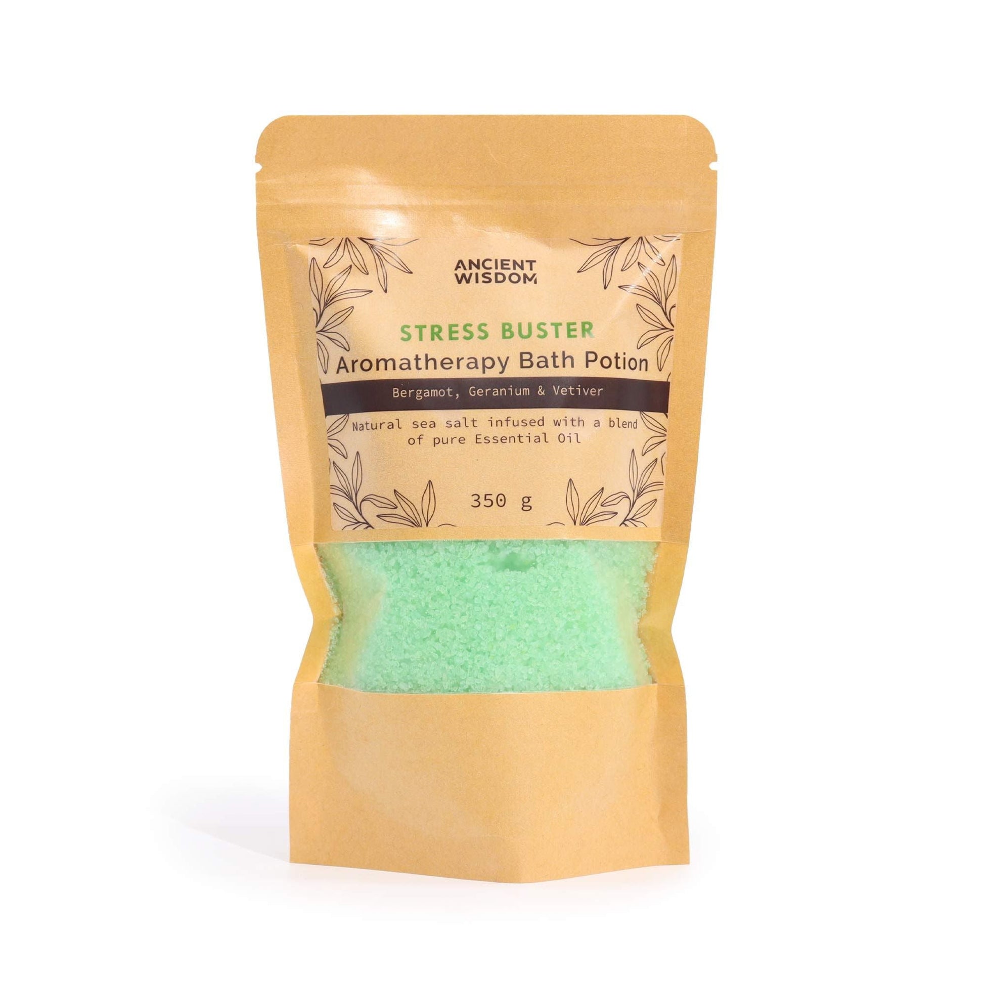 Aromatherapy Bath Potion in Kraft Bag 350g - Stress Buster Aromatherapy Bath Potion 350g - Bath Indulgence