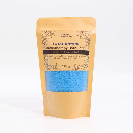 Aromatherapy Bath Potion in Kraft Bag 350g - Total Unwind Aromatherapy Bath Potion 350g - Bath Indulgence