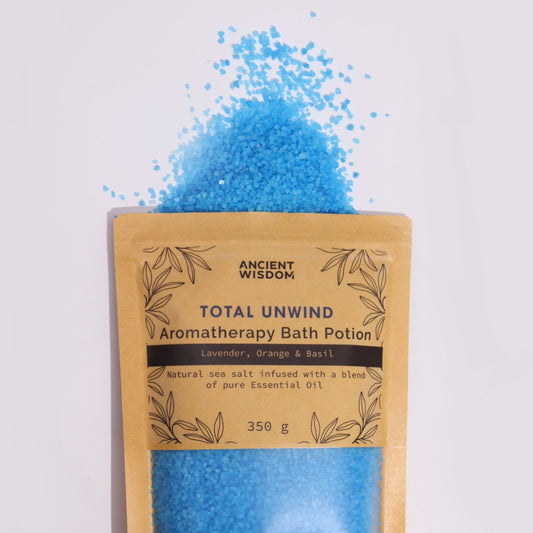 Aromatherapy Bath Potion in Kraft Bag 350g - Total Unwind Aromatherapy Bath Potion 350g - Bath Indulgence
