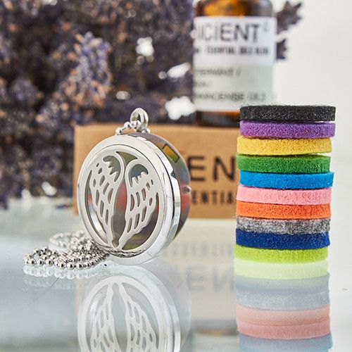 Aromatherapy Diffuser Necklace - Angel Wings 30mm Aromatherapy Diffuser Necklaces - Bath Indulgence