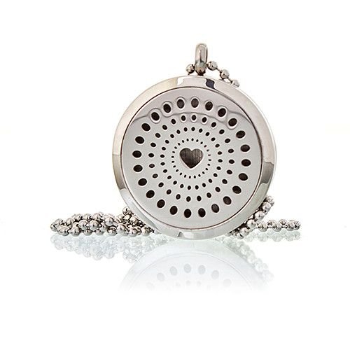 Aromatherapy Diffuser Necklace - Diamonds Heart 30mm Aromatherapy Diffuser Necklaces - Bath Indulgence