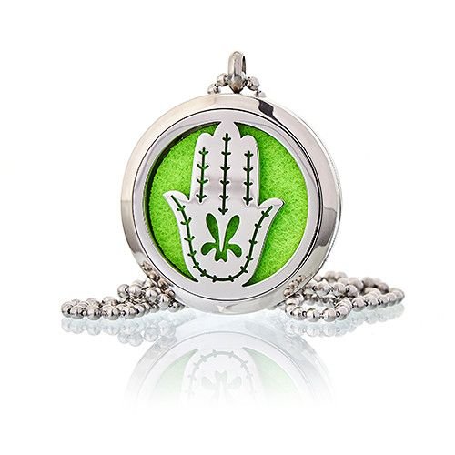Aromatherapy Diffuser Necklace - Hand of Fatima 30mm Aromatherapy Diffuser Necklaces - Bath Indulgence