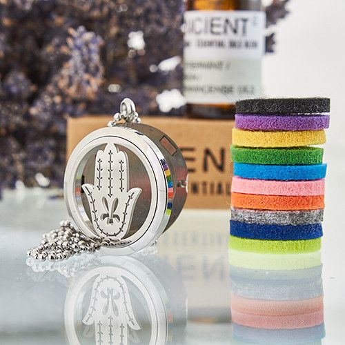 Aromatherapy Diffuser Necklace - Hand of Fatima 30mm Aromatherapy Diffuser Necklaces - Bath Indulgence
