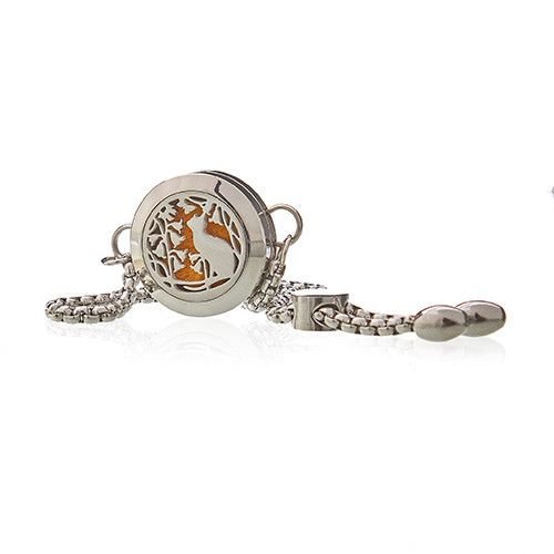 Aromatherapy Jewellery Chain Bracelet - Cat & Flowers - 20mm Aromatherapy Diffuser Necklaces - Bath Indulgence