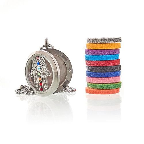 Aromatherapy Jewellery Necklace - Hamsa Chakra - 30mm Aromatherapy Diffuser Necklaces - Bath Indulgence