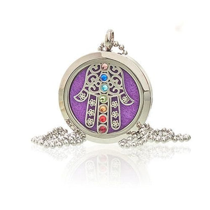 Aromatherapy Jewellery Necklace - Hamsa Chakra - 30mm Aromatherapy Diffuser Necklaces - Bath Indulgence