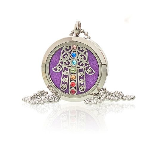 Aromatherapy Jewellery Necklace - Hamsa Chakra - 30mm Aromatherapy Diffuser Necklaces - Bath Indulgence