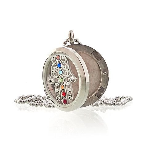 Aromatherapy Jewellery Necklace - Hamsa Chakra - 30mm Aromatherapy Diffuser Necklaces - Bath Indulgence