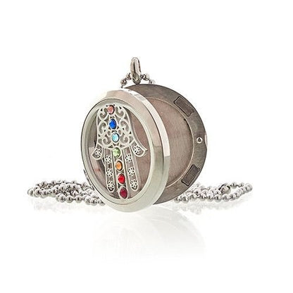 Aromatherapy Jewellery Necklace - Hamsa Chakra - 30mm Aromatherapy Diffuser Necklaces - Bath Indulgence