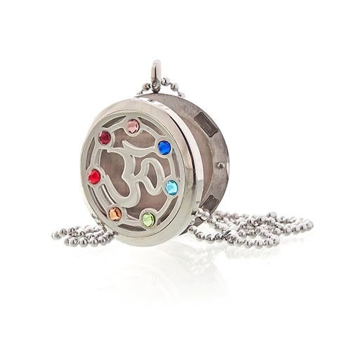 Aromatherapy Jewellery Necklace - OM Chakra - 30mm Aromatherapy Diffuser Necklaces - Bath Indulgence