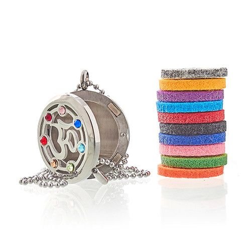 Aromatherapy Jewellery Necklace - OM Chakra - 30mm Aromatherapy Diffuser Necklaces - Bath Indulgence