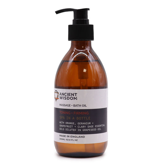 Aromatherapy Massage and Bath Oil 300ml Spa In A Bottle Massage & Bath Oils - 300ml (With Pump) - Bath Indulgence