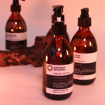 Aromatherapy Massage and Bath Oil - Muscle Ease 300ml Massage & Bath Oils - 300ml (With Pump) - Bath Indulgence
