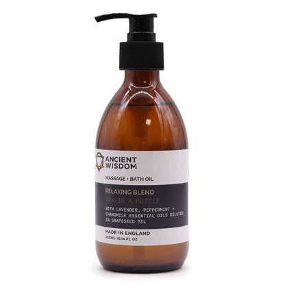 Aromatherapy Massage and Bath Oil - Relaxing 300ml Massage & Bath Oils - 300ml (With Pump) - Bath Indulgence