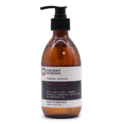 Aromatherapy Massage and Bath Oil - Sensual 300ml Massage & Bath Oils - 300ml (With Pump) - Bath Indulgence