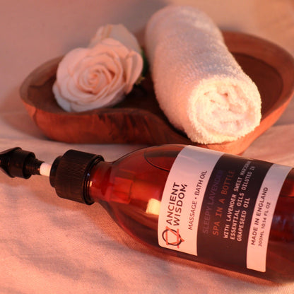 Aromatherapy Massage and Bath Oil - Sleepy Lavender 300ml Massage & Bath Oils - 300ml (With Pump) - Bath Indulgence