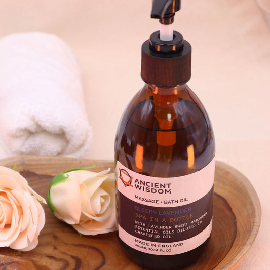 Aromatherapy Massage and Bath Oil - Sleepy Lavender 300ml Massage & Bath Oils - 300ml (With Pump) - Bath Indulgence