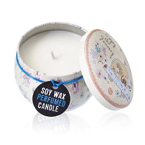 Art Tin Candle - Assorted Design - Friendly Messages - Parma Violet Art Tin Candles - Bath Indulgence
