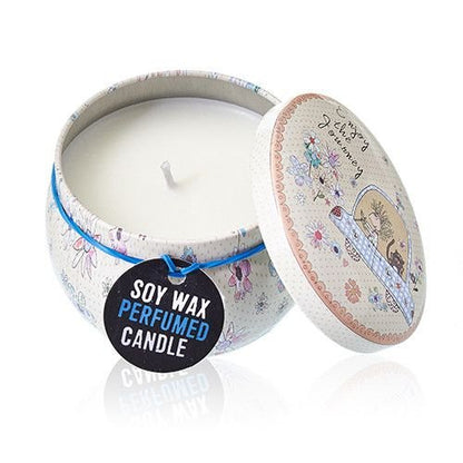 Art Tin Candle - Assorted Design - Friendly Messages - Parma Violet Art Tin Candles - Bath Indulgence