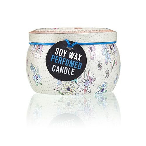 Art Tin Candle - Assorted Design - Friendly Messages - Parma Violet Art Tin Candles - Bath Indulgence