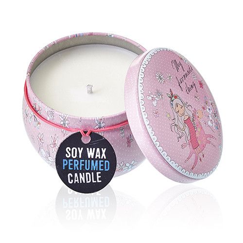 Art Tin Candle - Assorted Design - Friendly Messages - Parma Violet Art Tin Candles - Bath Indulgence
