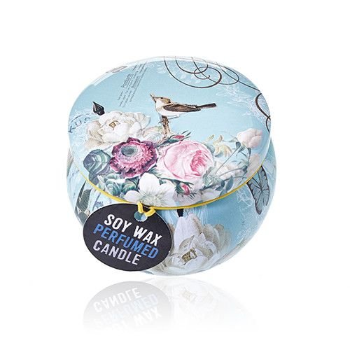 Art Tin Candle - Assorted Design - Parisian Weekend - Peonies Art Tin Candles - Bath Indulgence