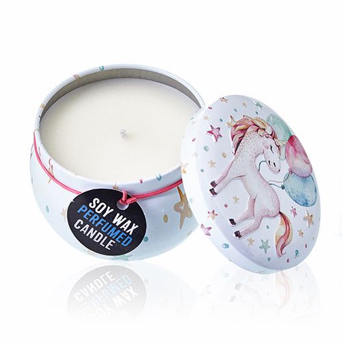 Art Tin Candle - Assorted Design - Unicorns - Moonstone Art Tin Candles - Bath Indulgence