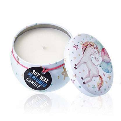 Art Tin Candle - Assorted Design - Unicorns - Moonstone Art Tin Candles - Bath Indulgence