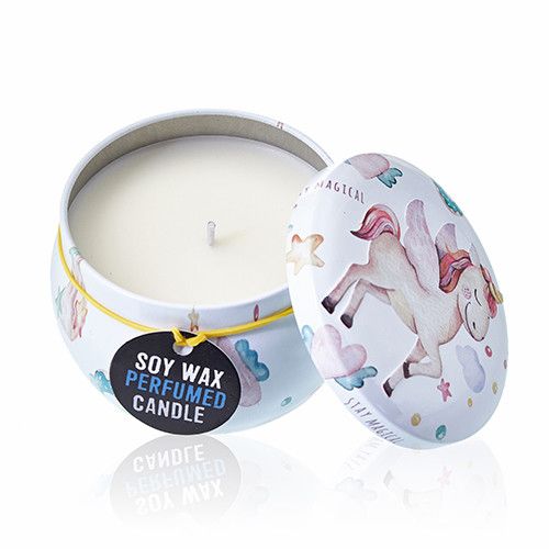 Art Tin Candle - Assorted Design - Unicorns - Moonstone Art Tin Candles - Bath Indulgence