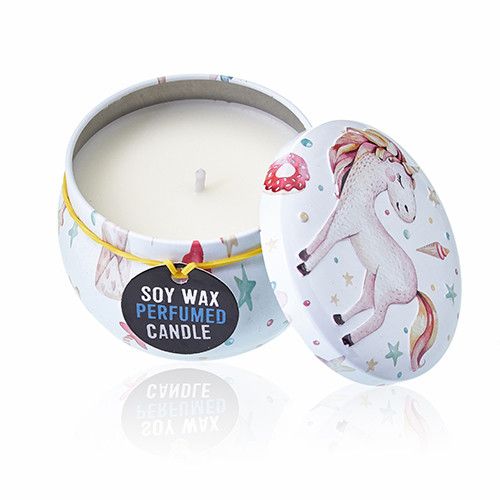 Art Tin Candle - Assorted Design - Unicorns - Moonstone Art Tin Candles - Bath Indulgence